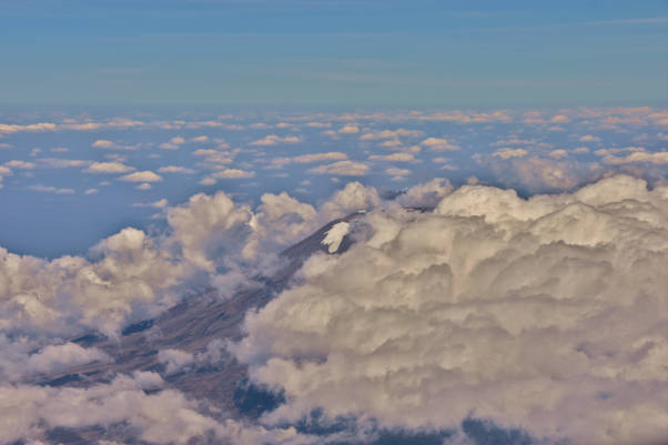 View of Mount Kilimanjaro from aeroplane. 