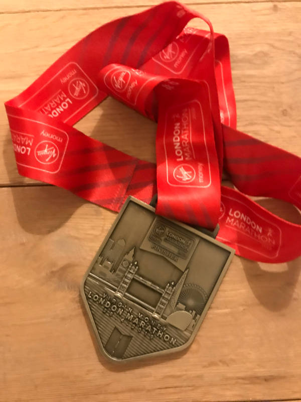 The Virgin Money London Marathon medal.