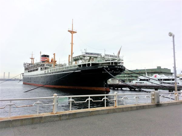 Hikawa Maru, museum ship docked at Yokohama Port.