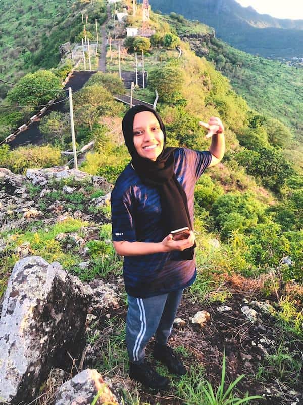 Zainab's hiking activity to Signal Mountain at Port Louis, Mauritius. 